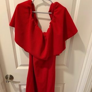 Red off the shoulder dress